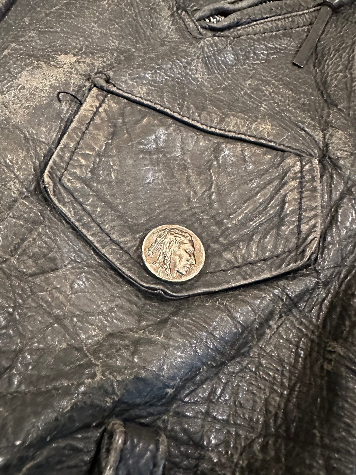 (L) Vintage excelled leather biker jacket