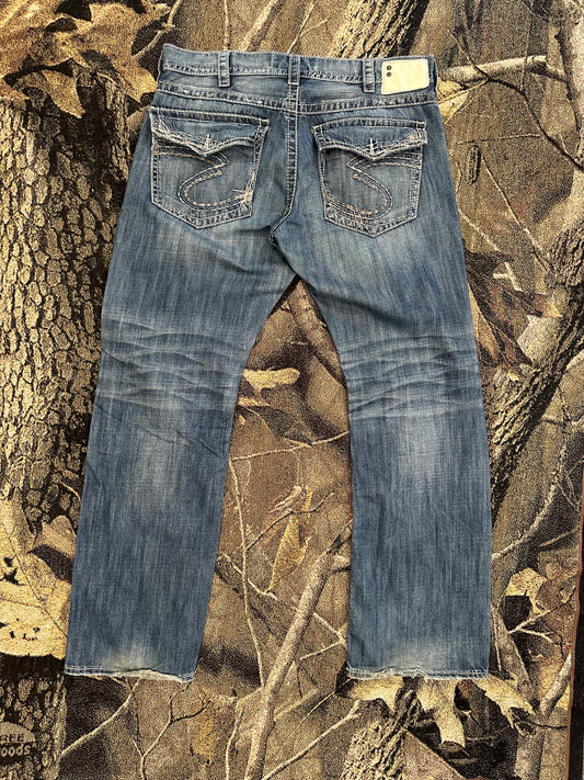 Y2k silver denim jeans