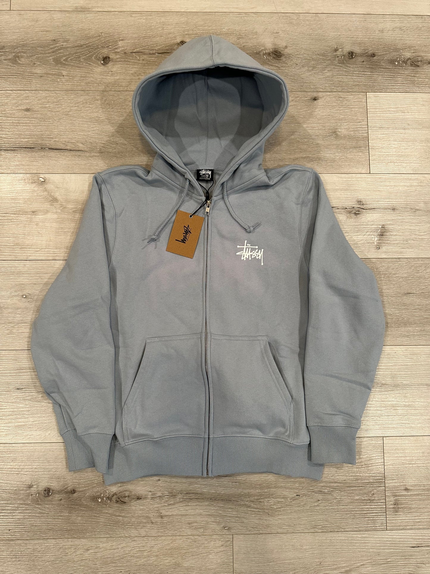 (XS) Stussy basic zip hoodie (steel)