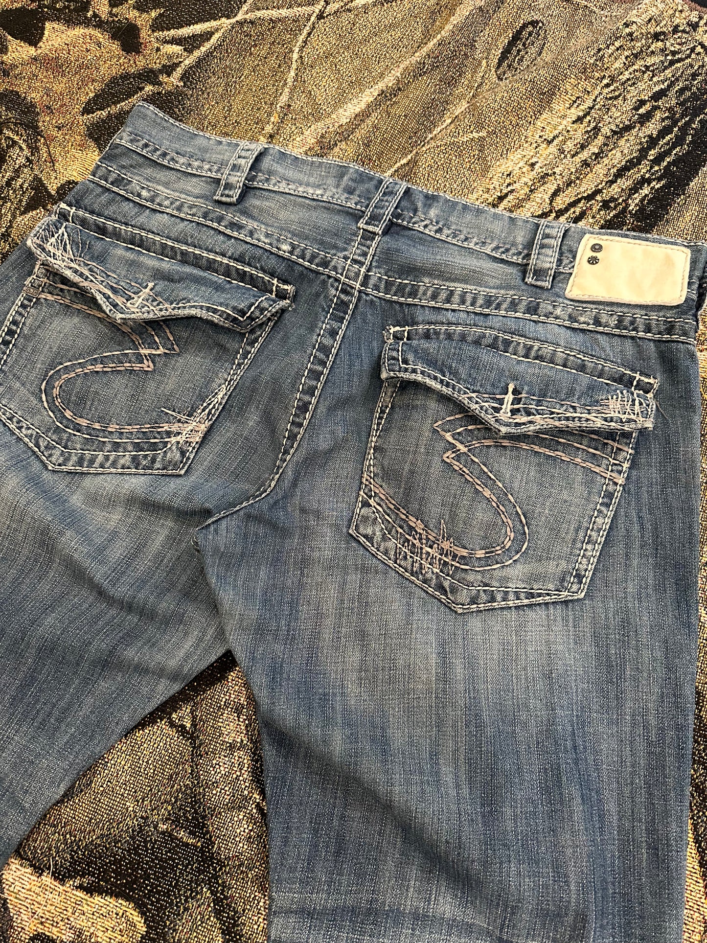 Y2k silver denim jeans