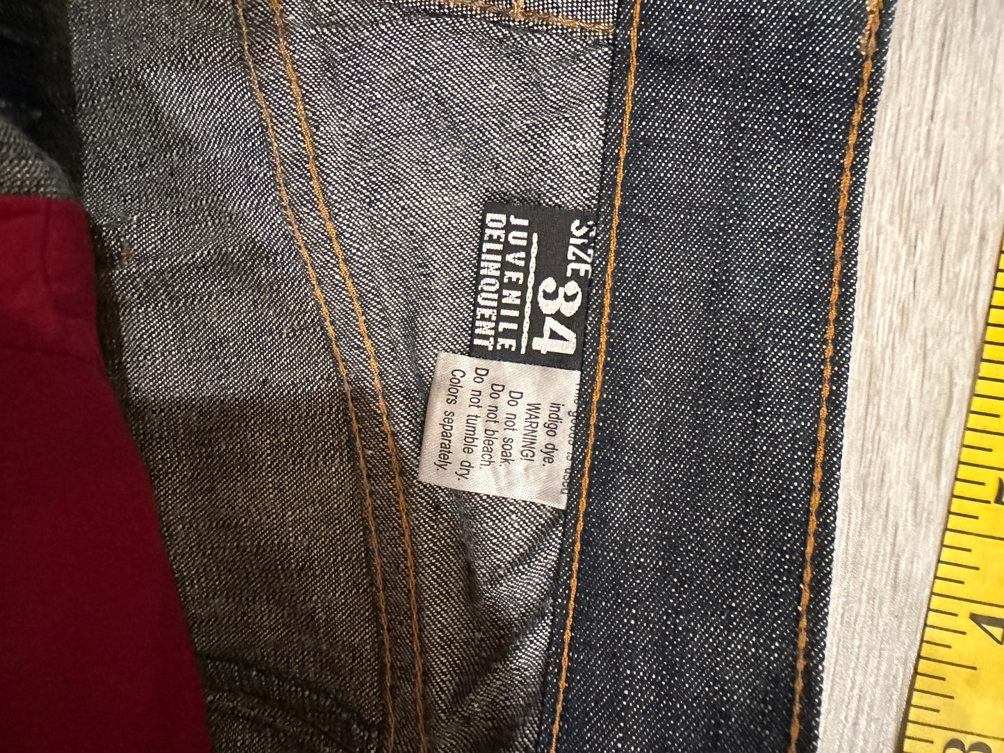 Raw denim jeans