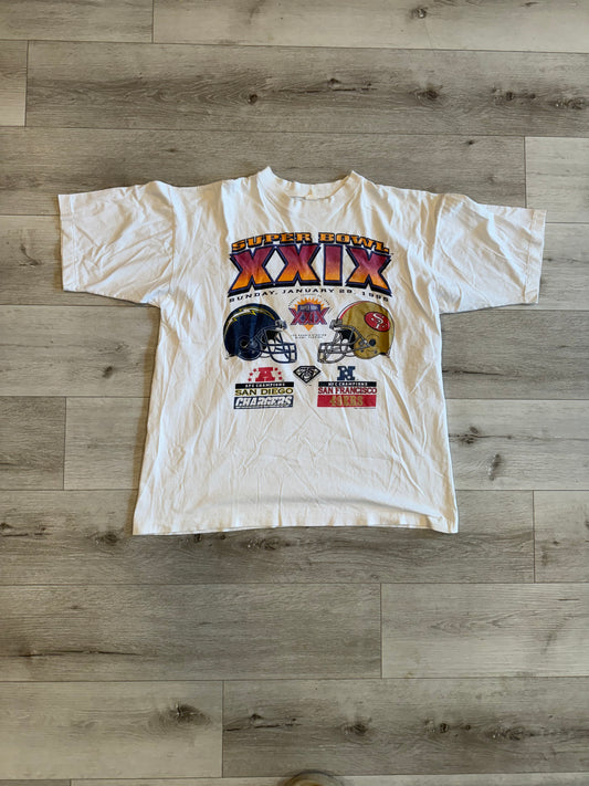 1995 Super Bowl San Diego chargers vs San Francisco 49ers tee