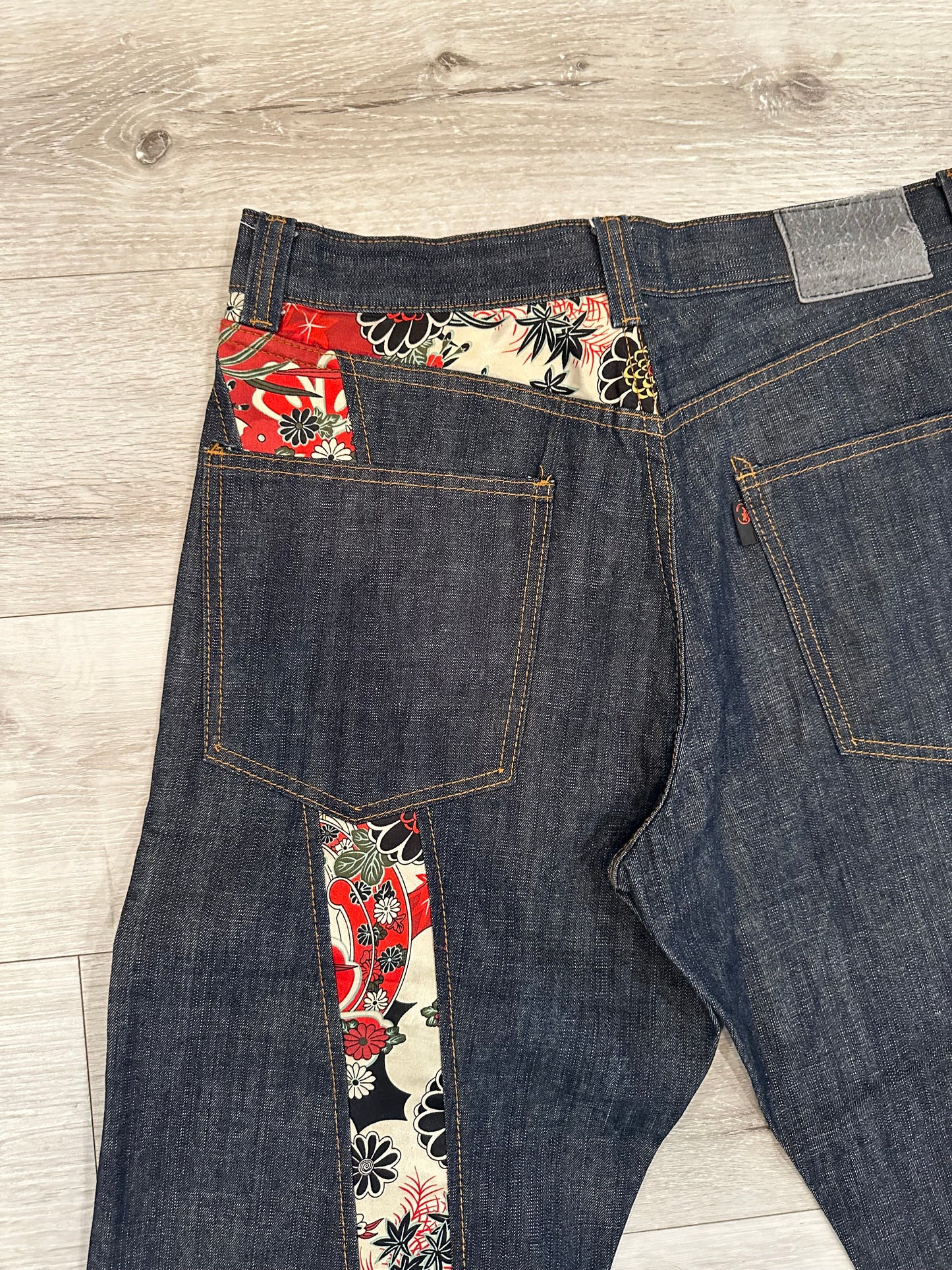 Raw denim jeans