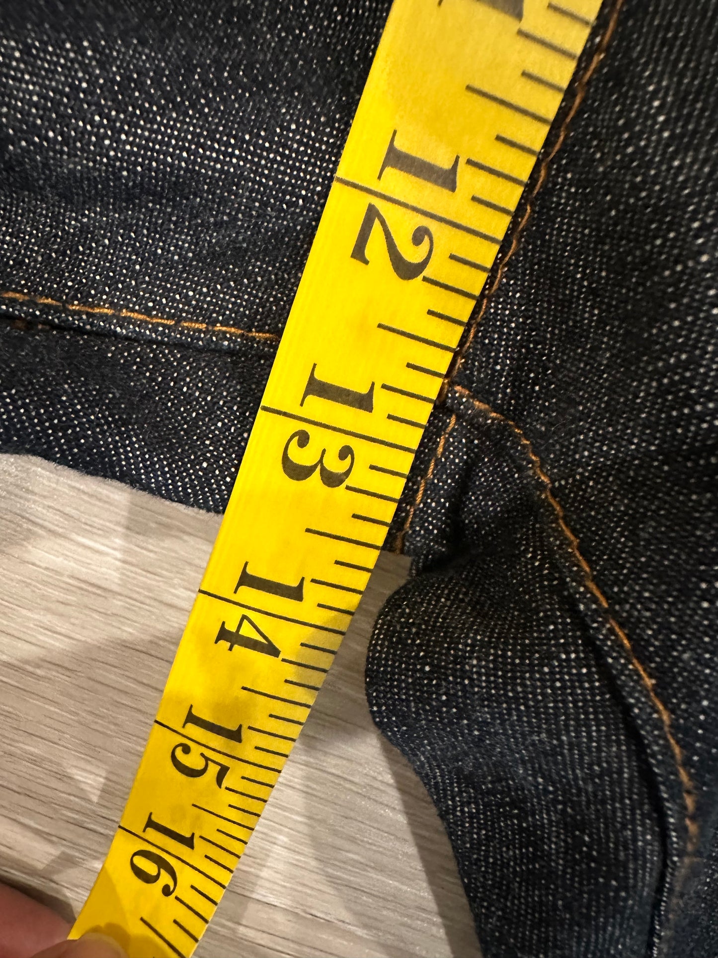 Raw denim jeans