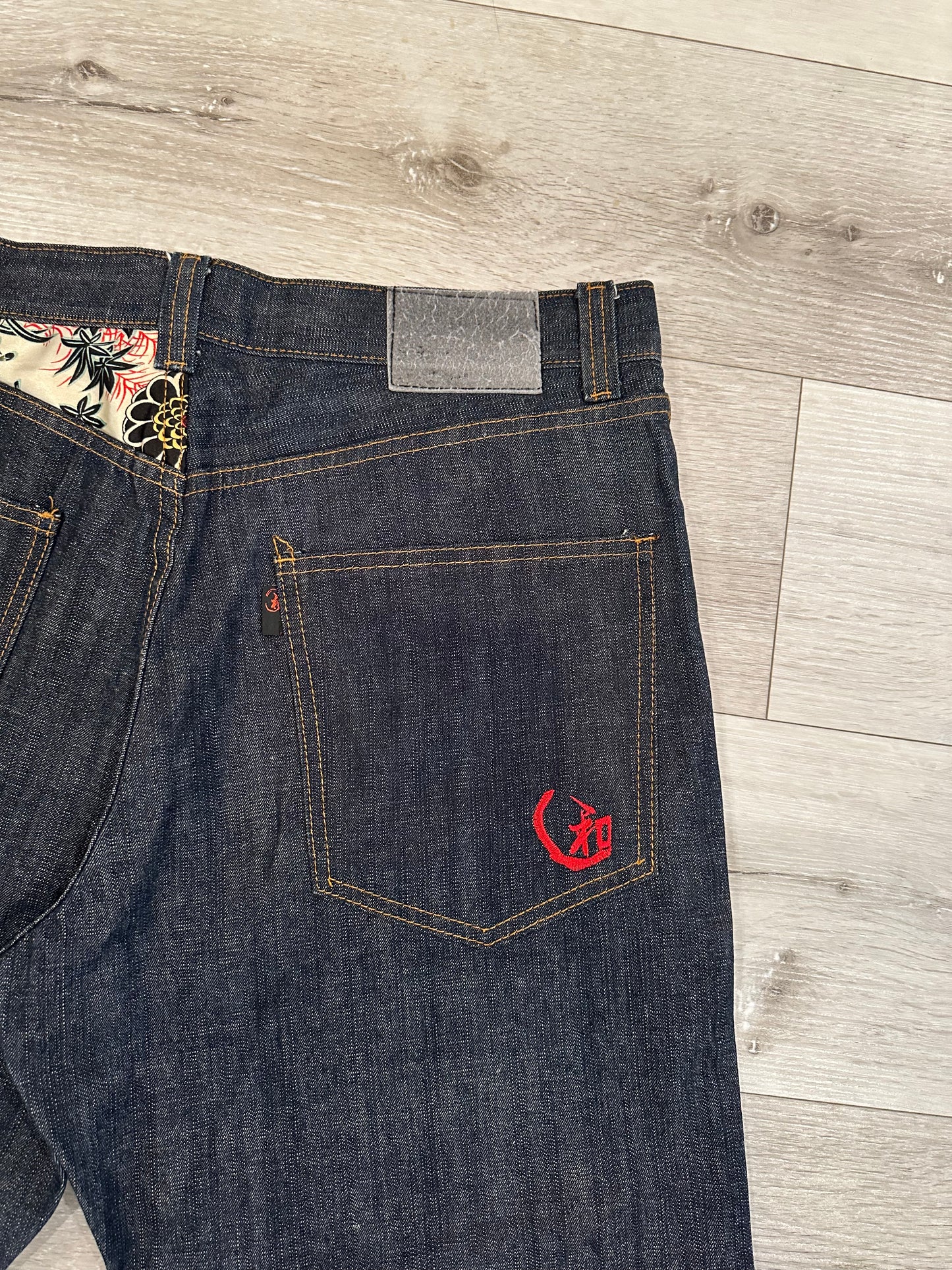 Raw denim jeans