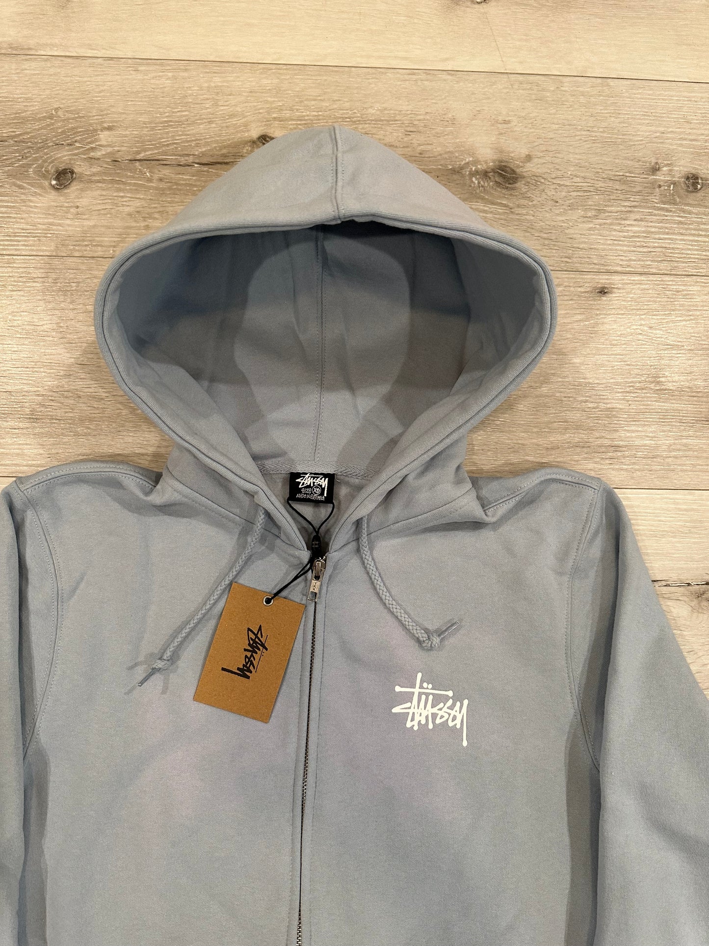 (XS) Stussy basic zip hoodie (steel)