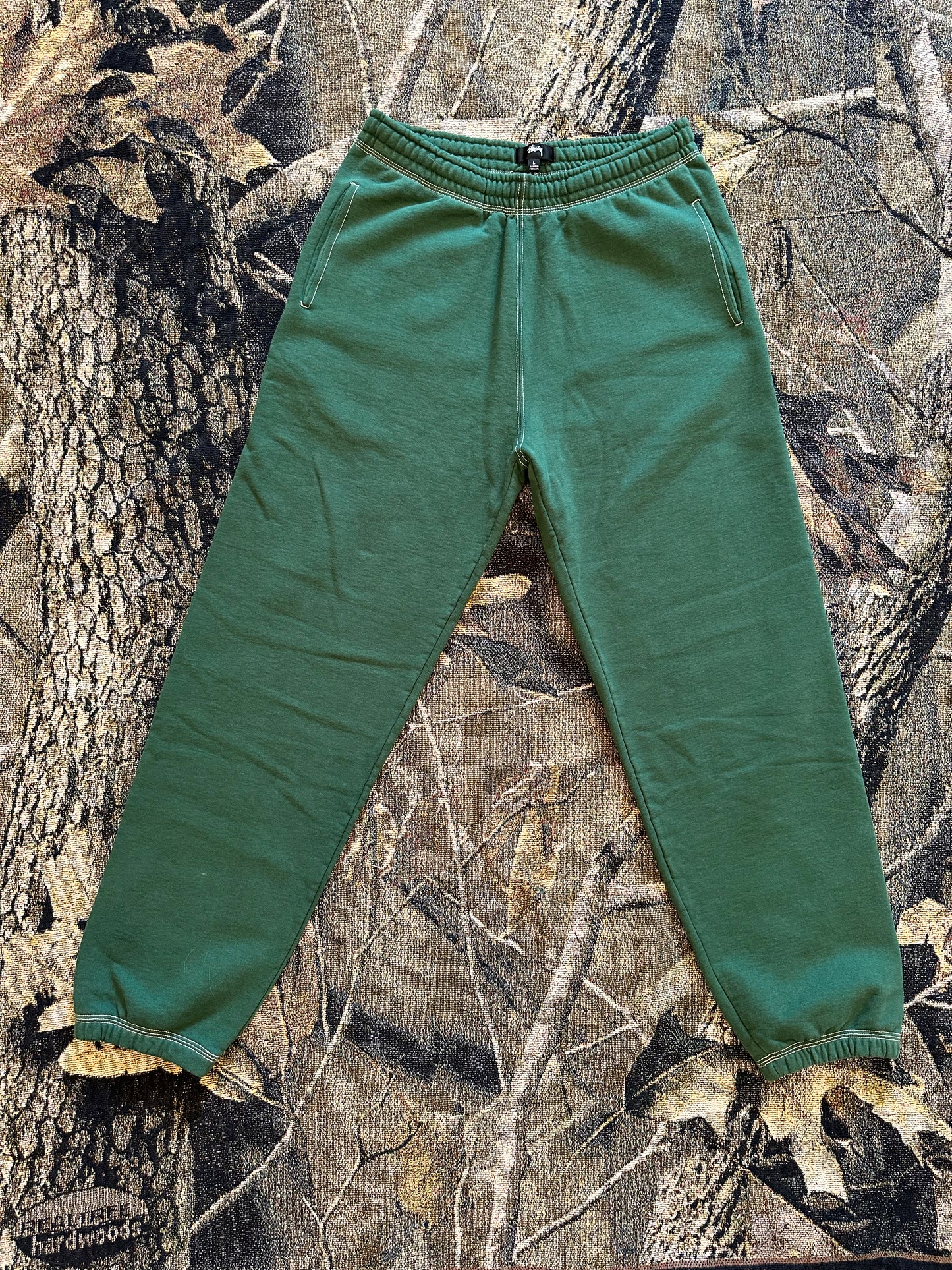 Stussy contrast stitch label pants