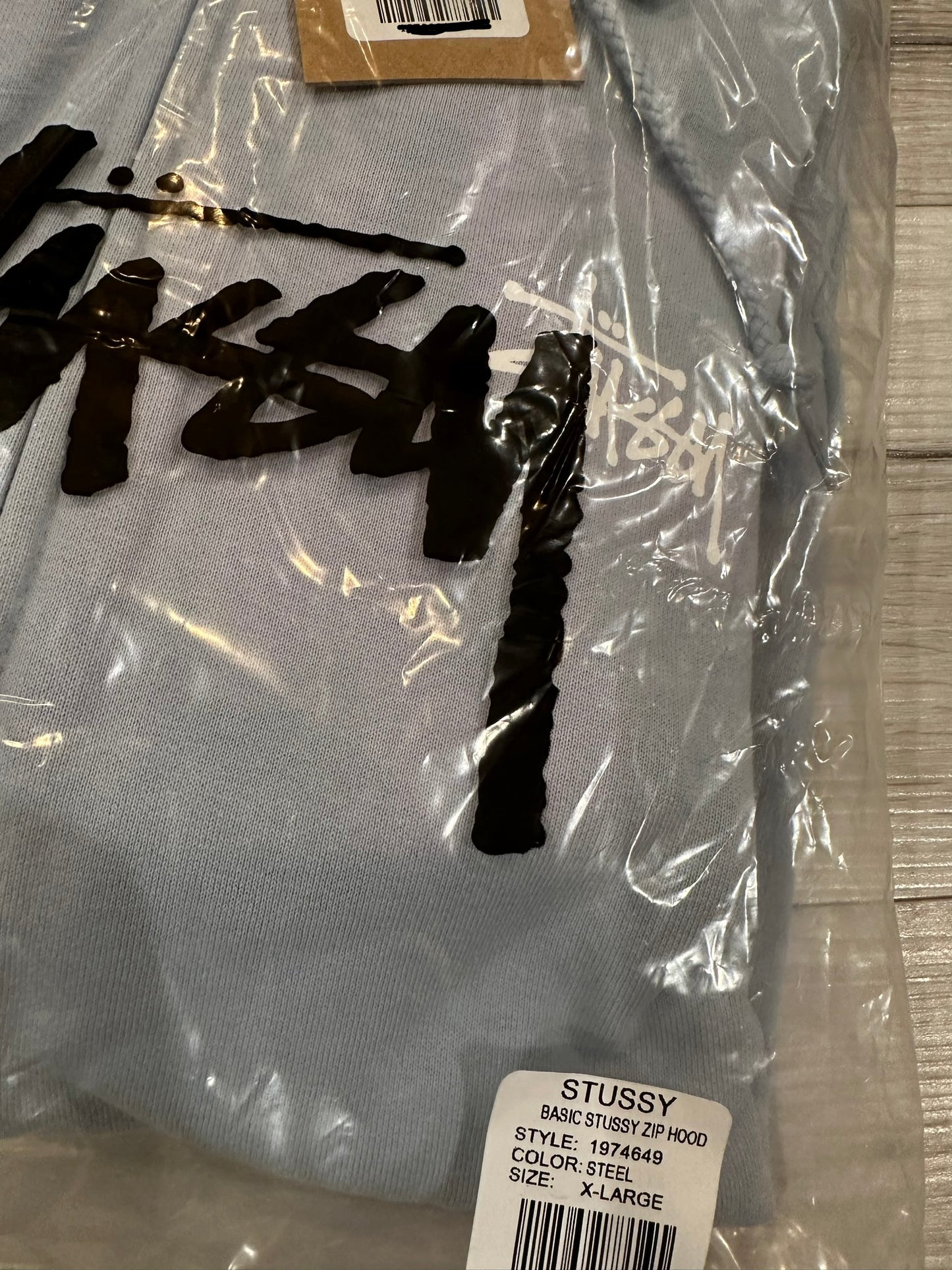 XL Stussy basic zip hoodie (steel)