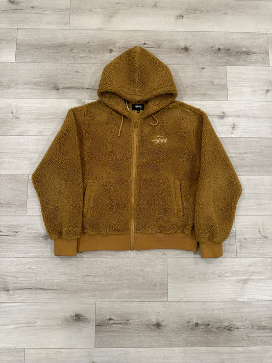 Stussy teddy bear fleece zip up hoodie