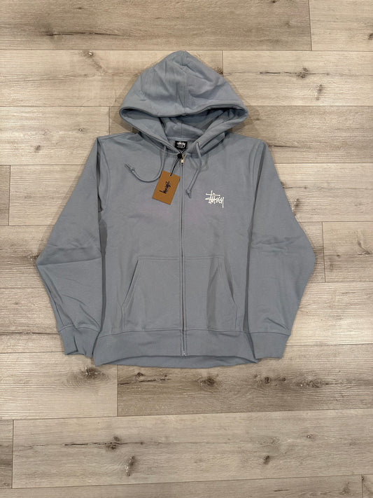 Stussy basic zip hoodie (steel)