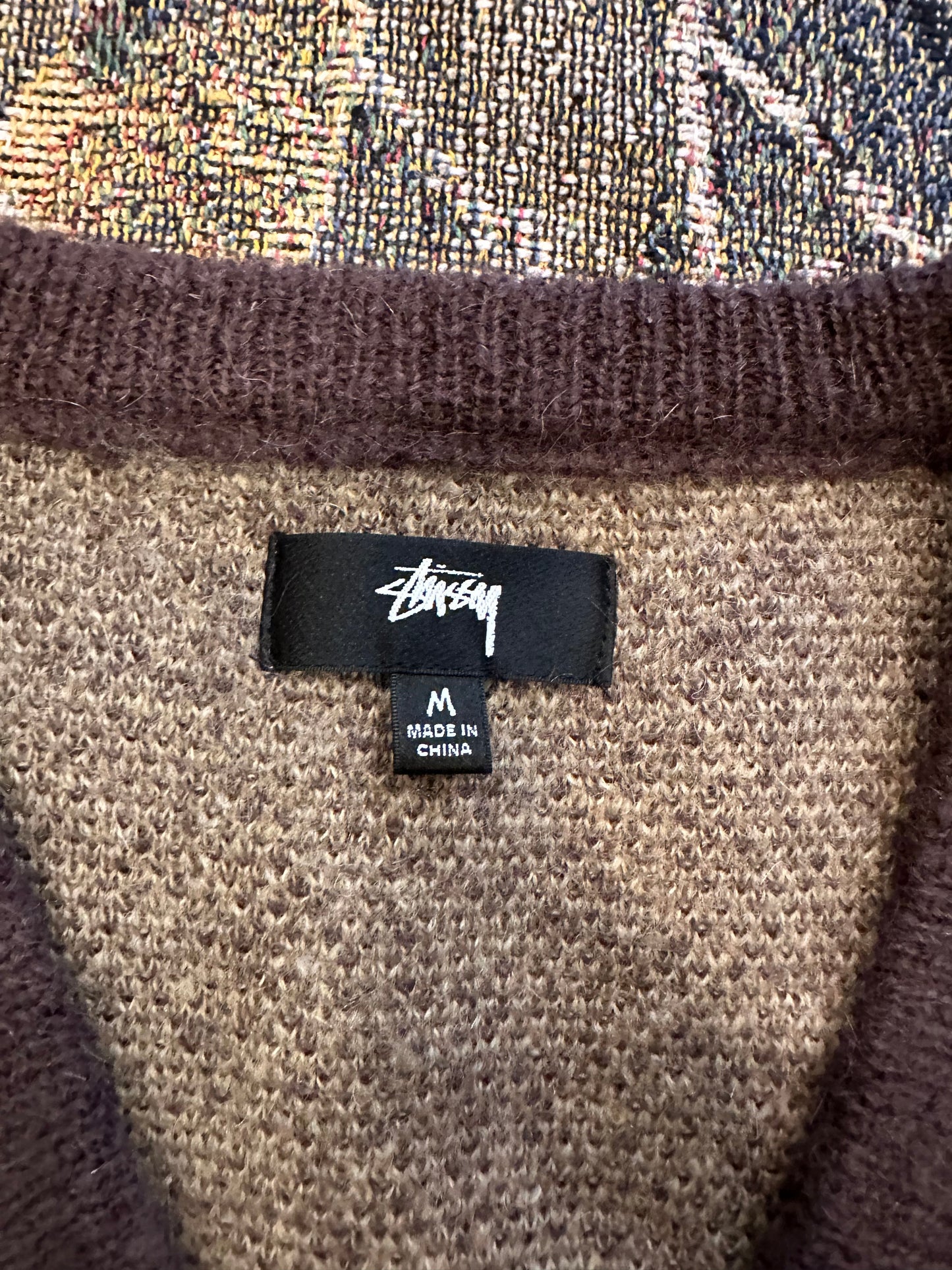 (M) Stussy wobbly check sweater vest