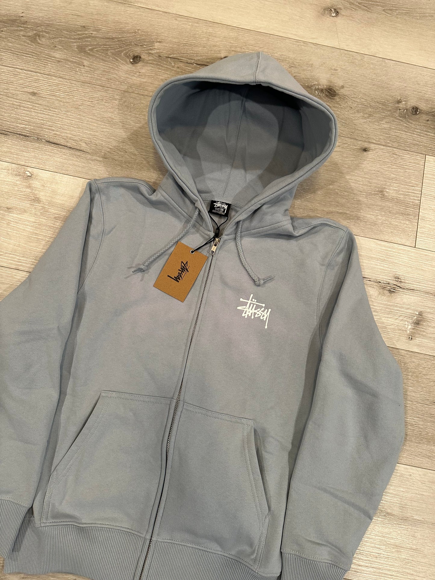 (XS) Stussy basic zip hoodie (steel)