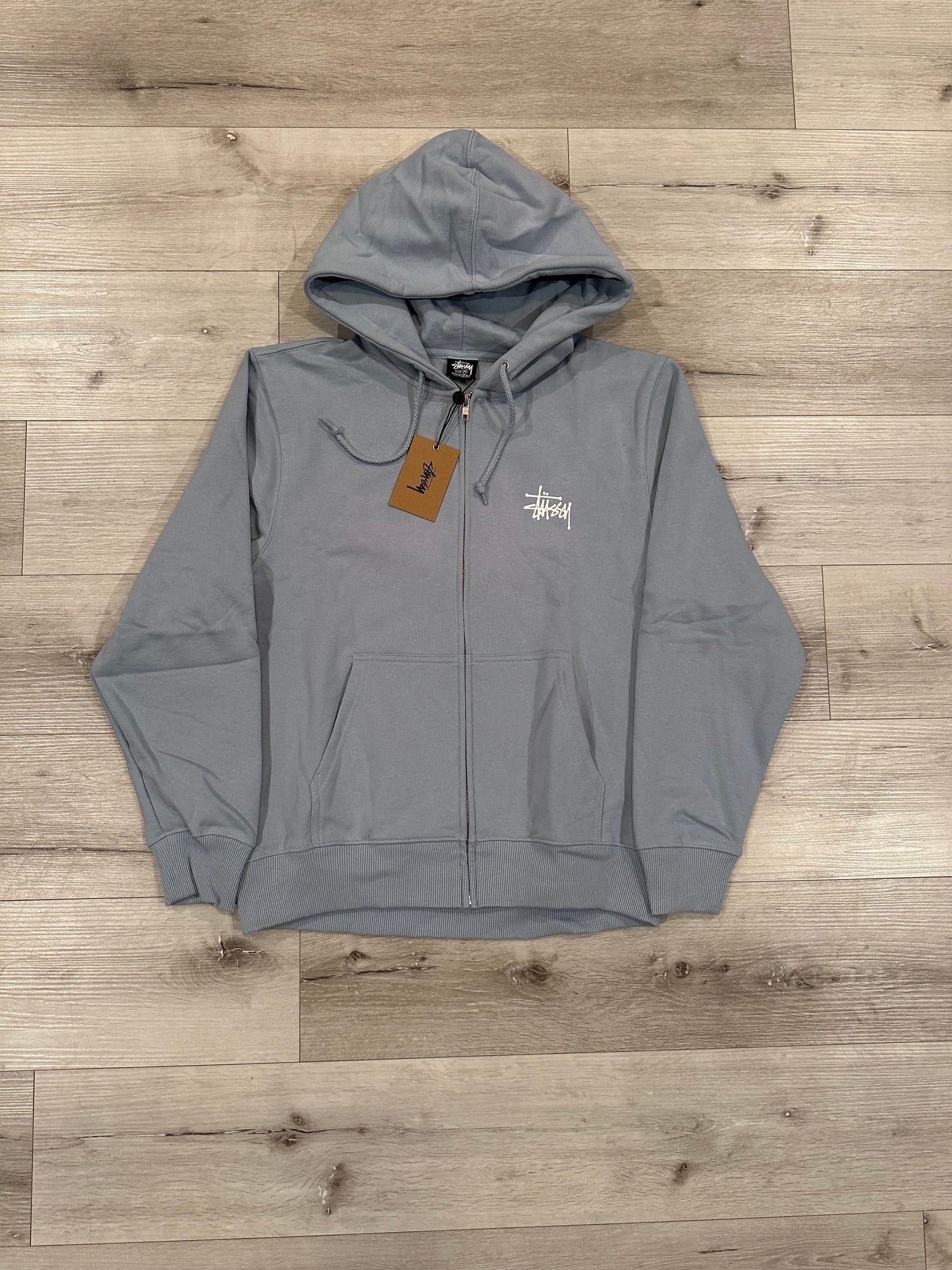 Stussy basic zip hoodie (steel)