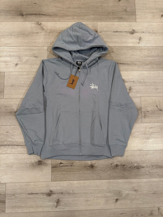 Stussy basic zip hoodie (steel)