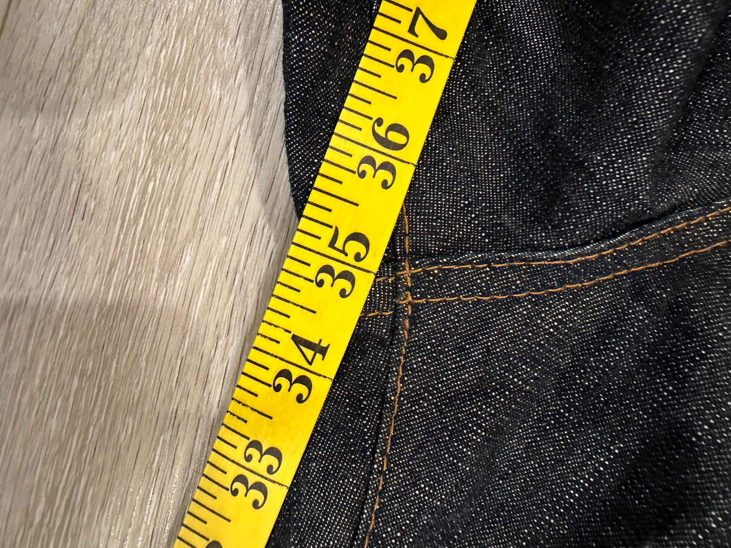 Raw denim jeans