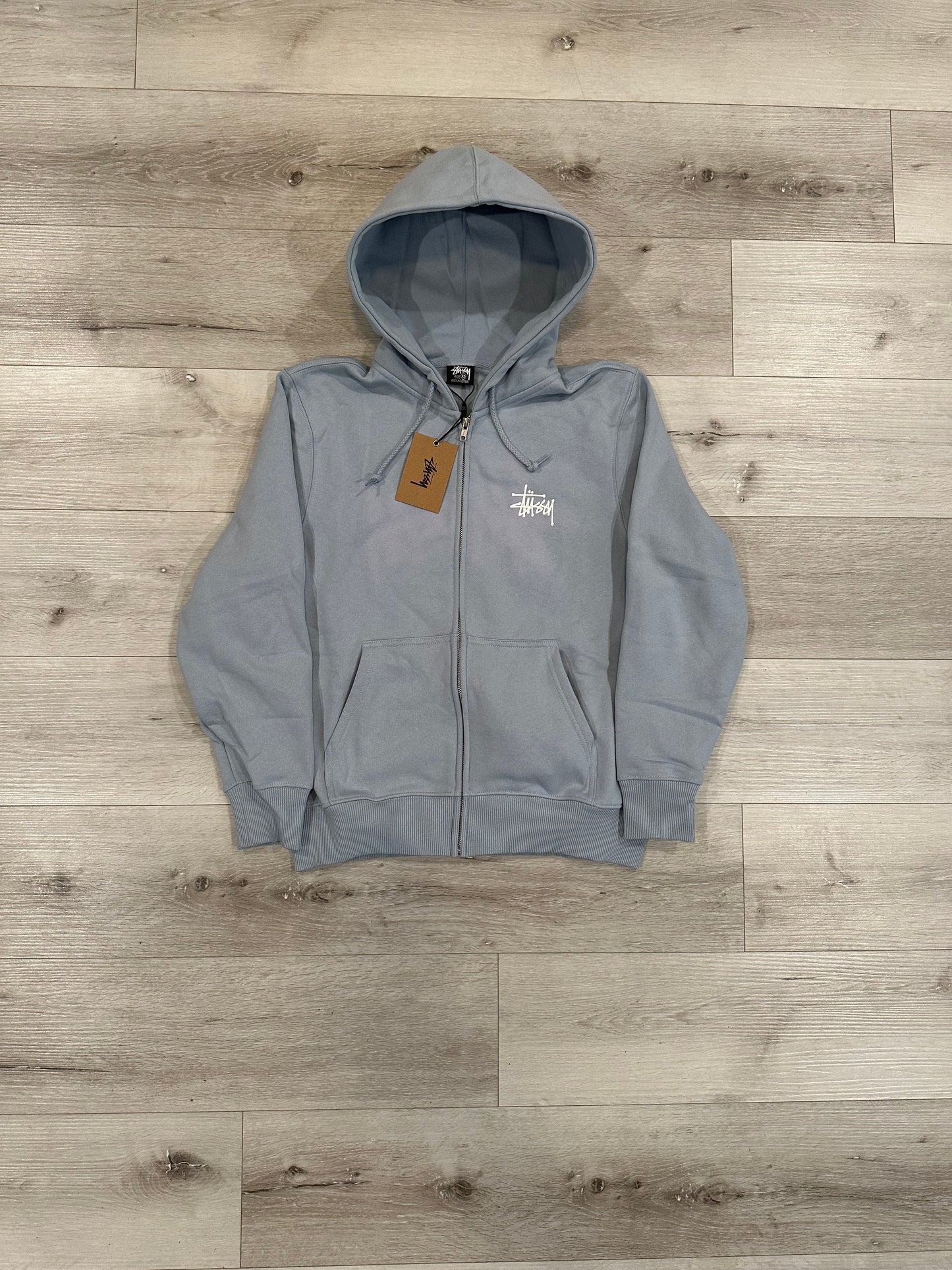 (XS) Stussy basic zip hoodie (steel)