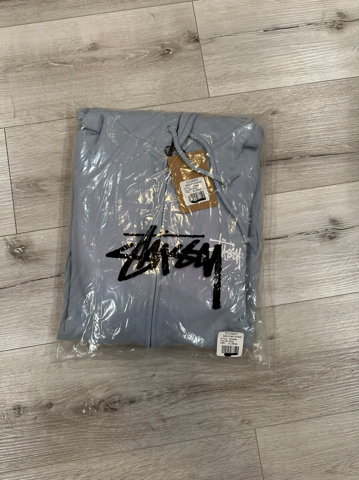 XL Stussy basic zip hoodie (steel)