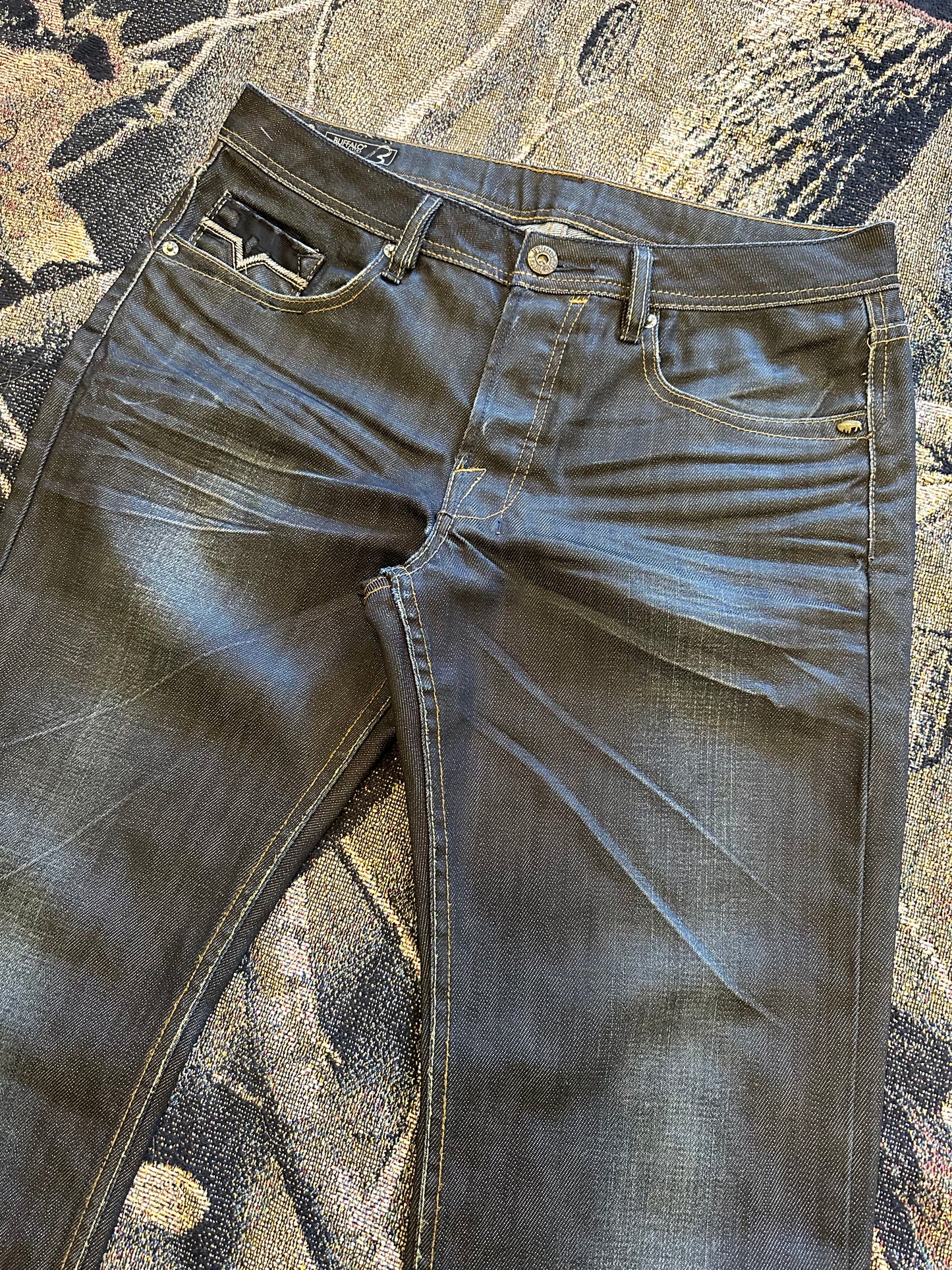 Y2k waxed Buffalo denim jeans