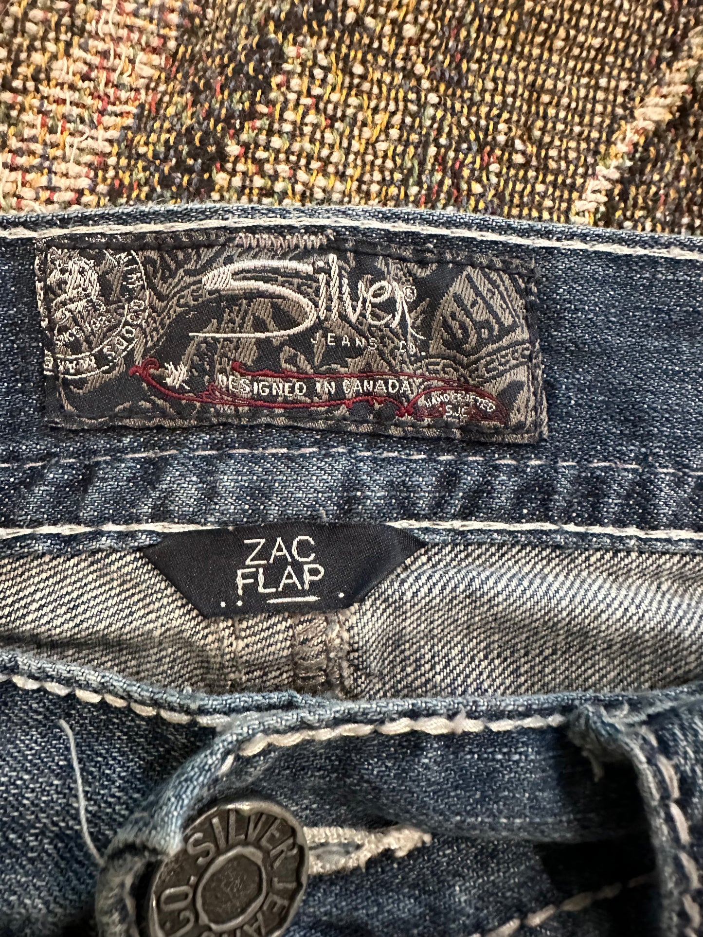 Y2k silver denim jeans