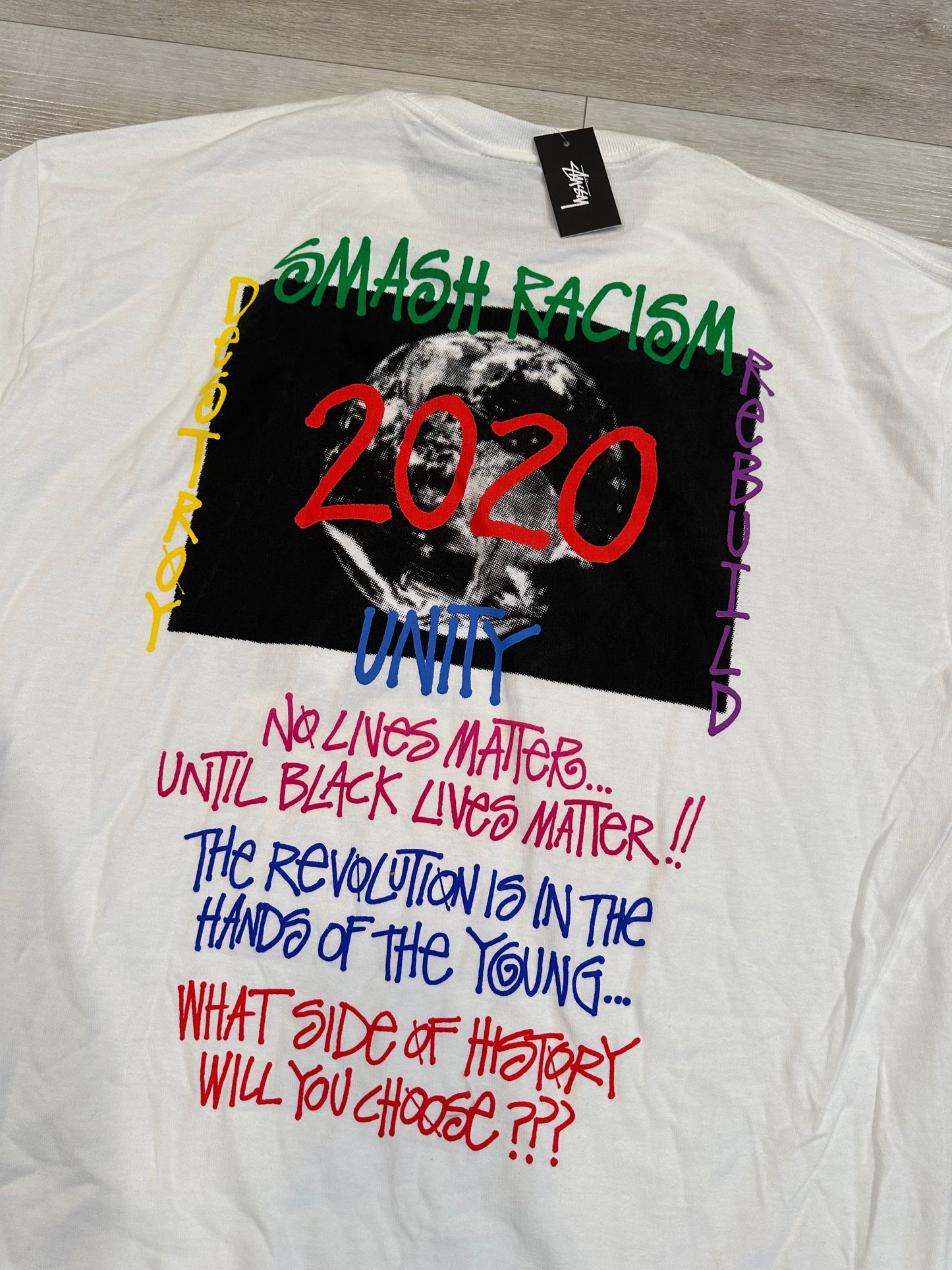 (XL) STUSSY smash racism SHIRT