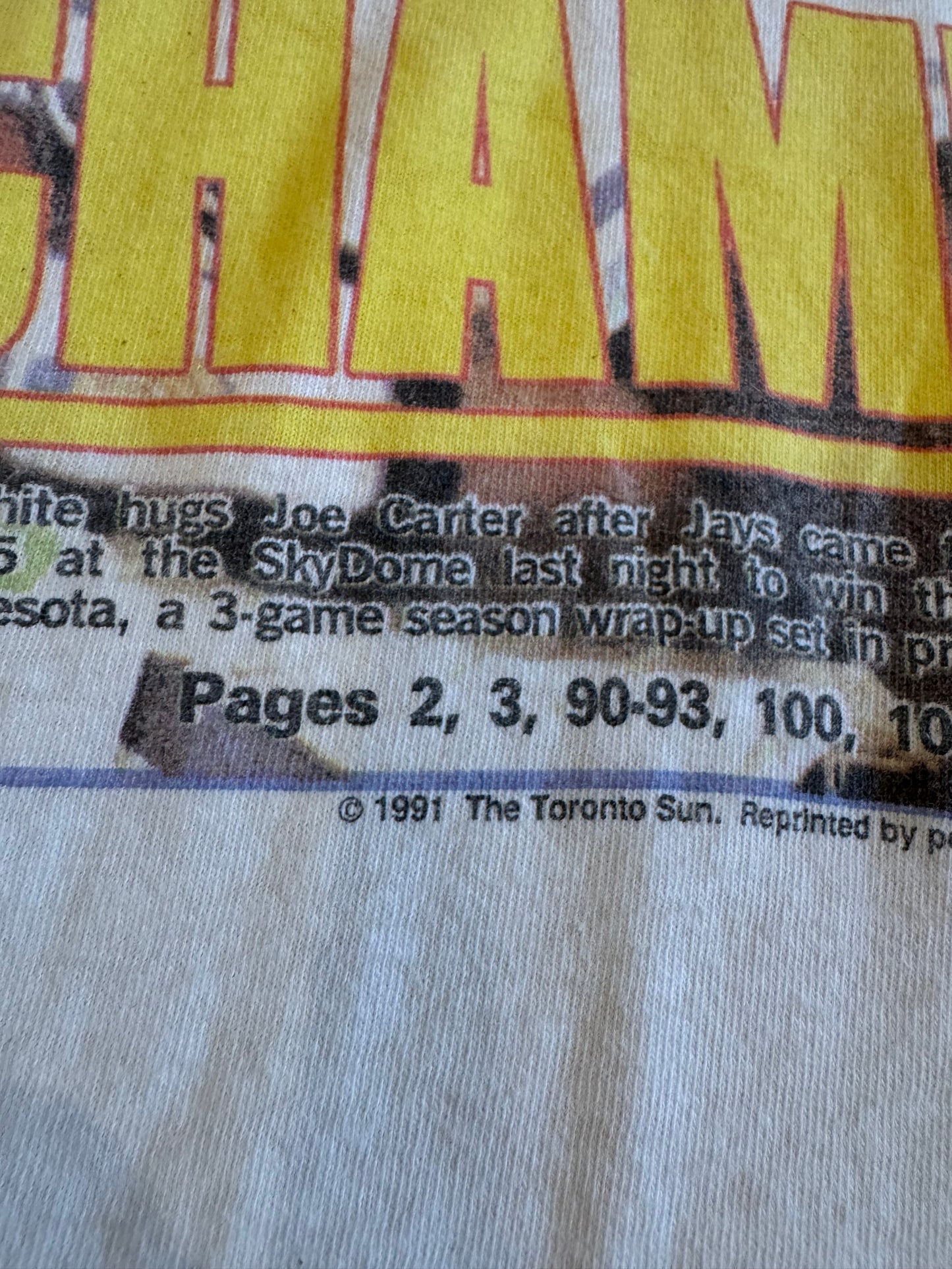 1991 Toronto Blue Jays Championship tee