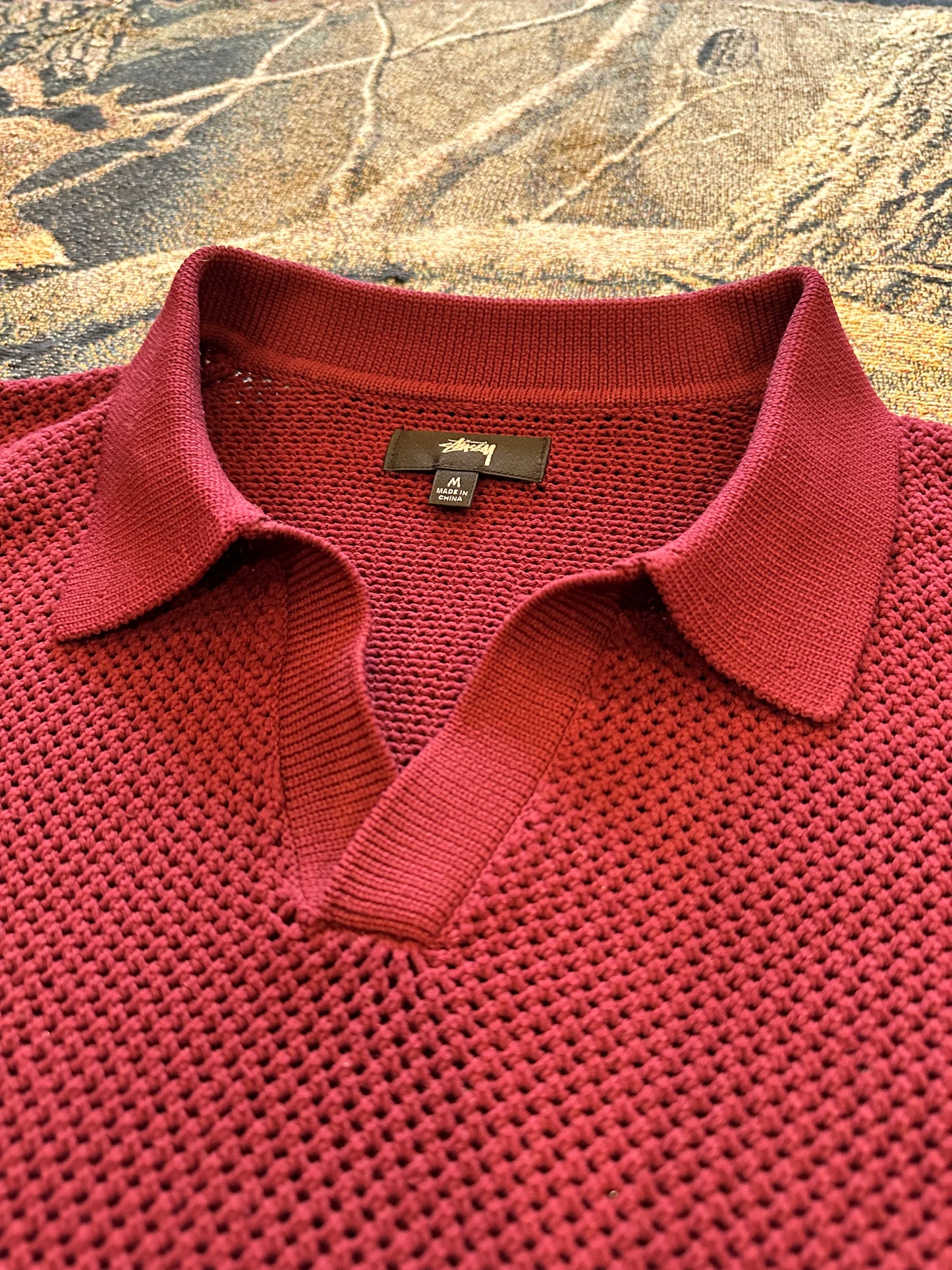 Stussy Cable Mesh Short-Sleeve Polo