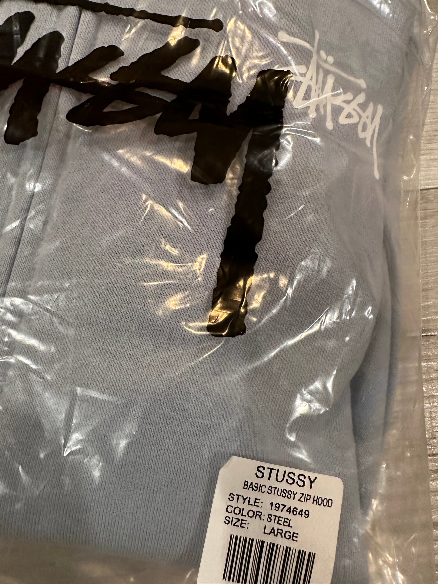 Stussy basic zip hoodie (steel)