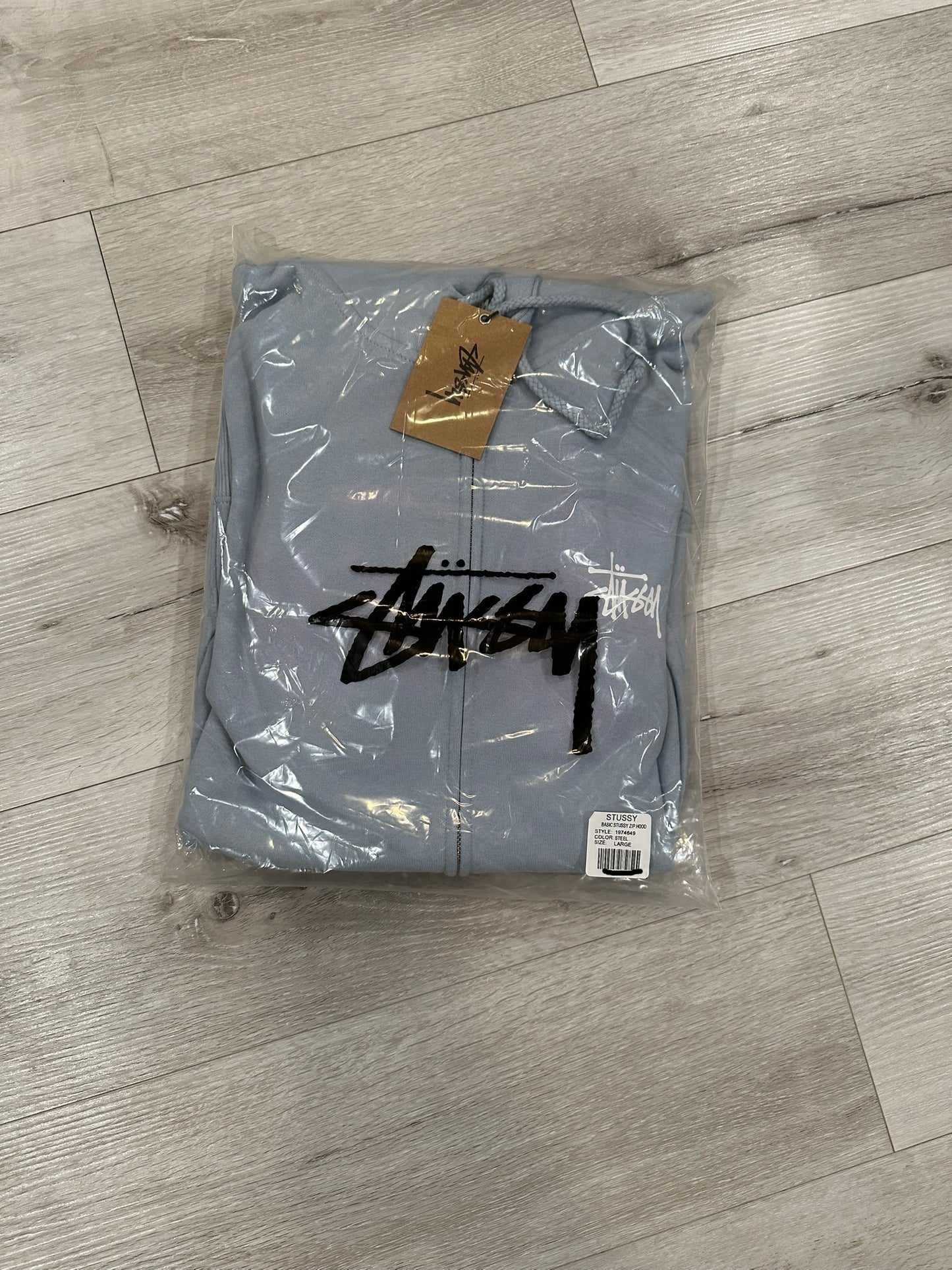Stussy basic zip hoodie (steel)