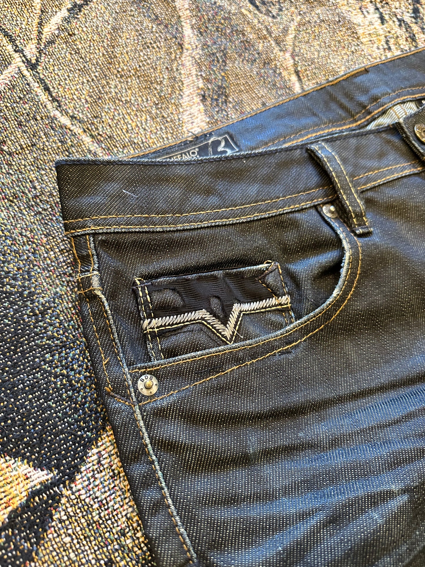 Y2k waxed Buffalo denim jeans