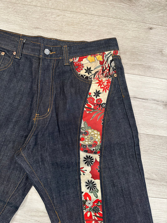 Raw denim jeans
