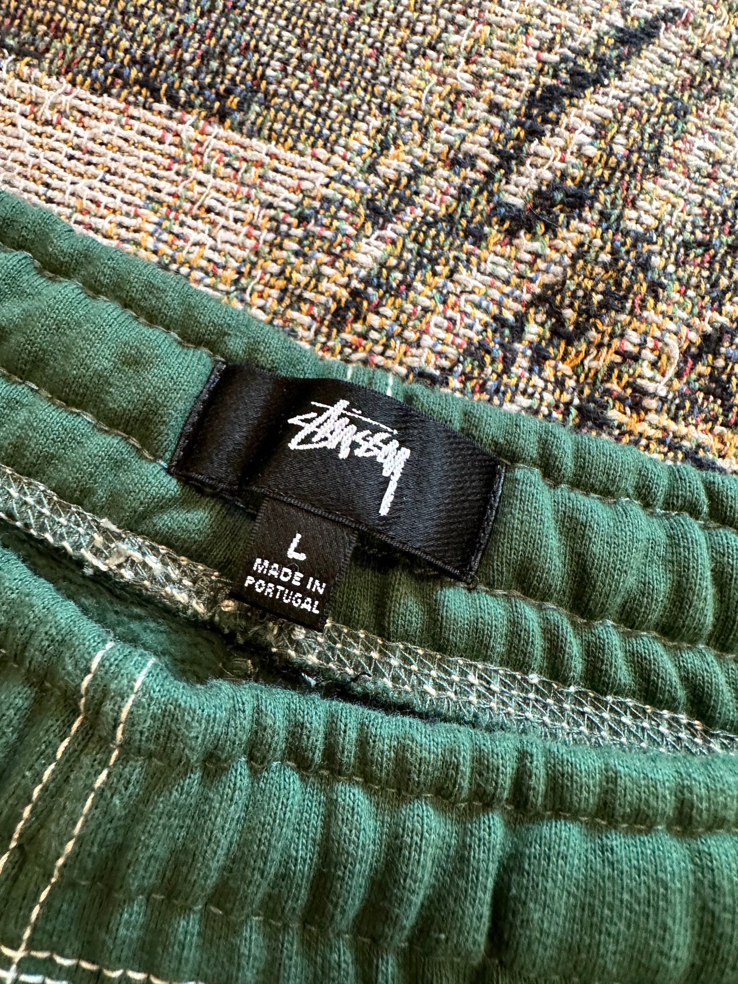 Stussy contrast stitch label pants