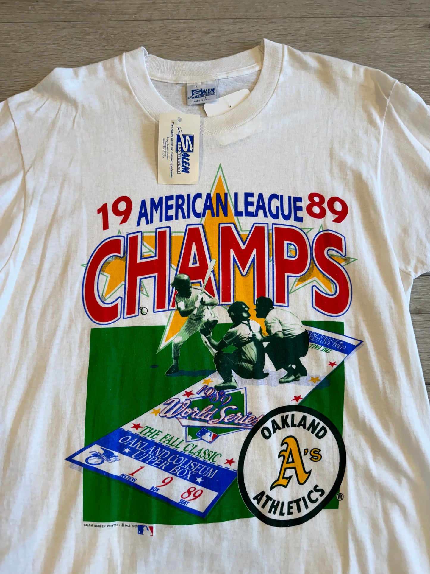 1989 Oakland As baseball tee deadstock with tags