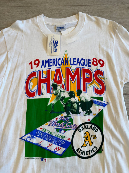 1989 Oakland As baseball tee deadstock with tags