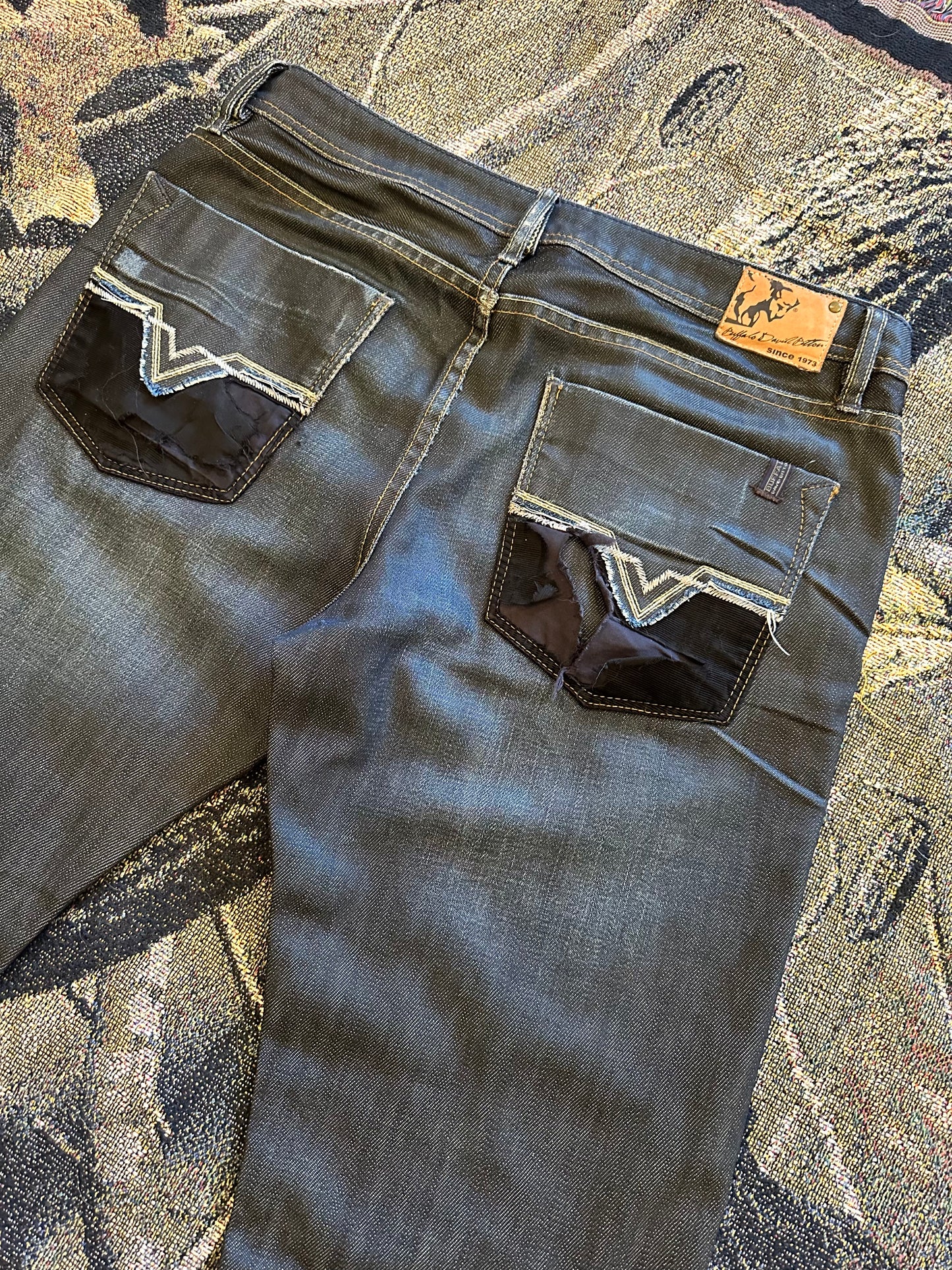 Y2k waxed Buffalo denim jeans