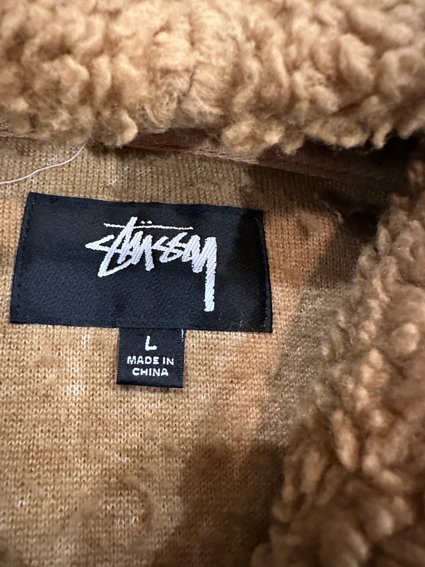 Stussy teddy bear fleece zip up hoodie
