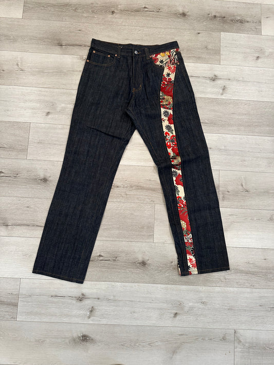 Raw denim jeans