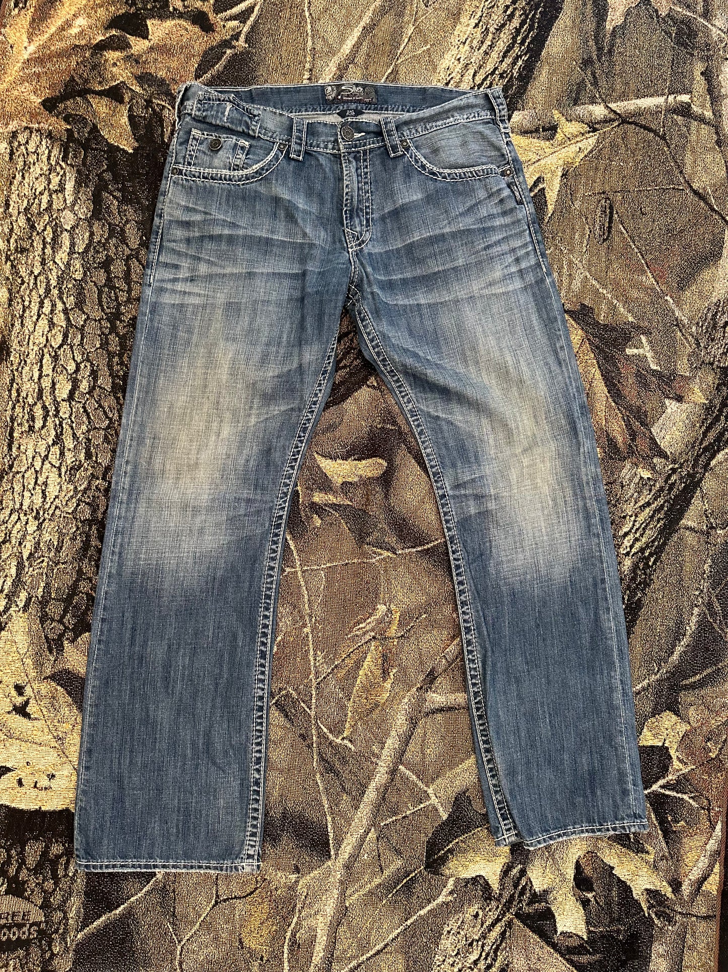 Y2k silver denim jeans