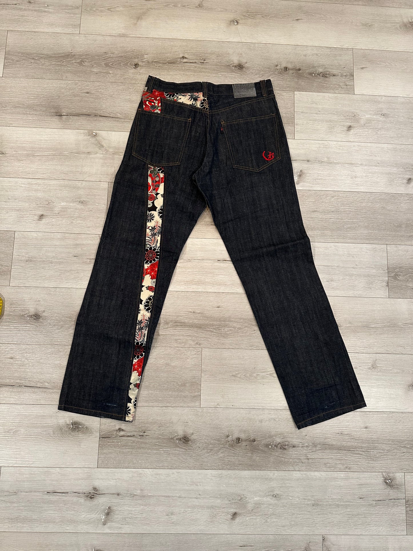 Raw denim jeans
