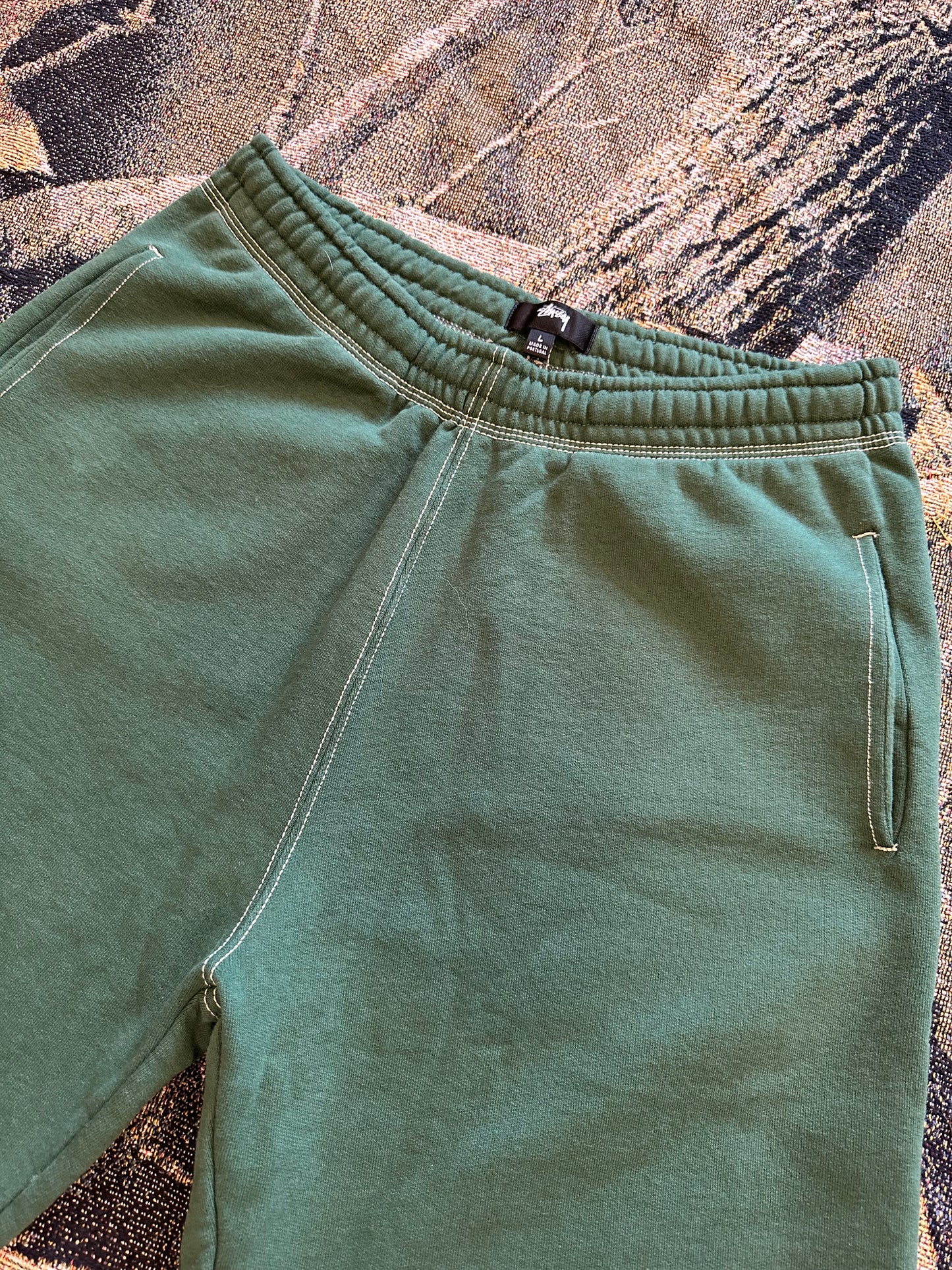 Stussy contrast stitch label pants