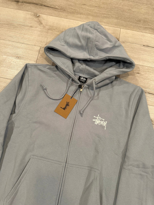 Stussy basic zip hoodie (steel)