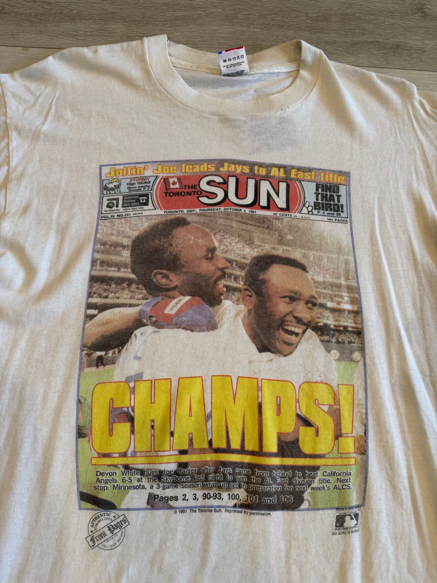 1991 Toronto Blue Jays Championship tee