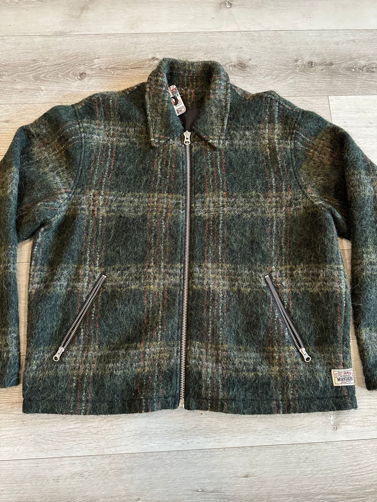 STUSSY zip up FLANNEL jacket