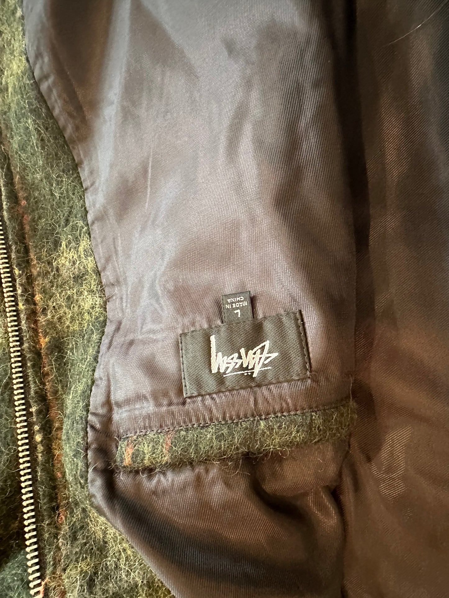STUSSY zip up FLANNEL jacket