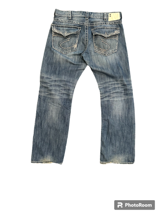 Y2k silver denim jeans