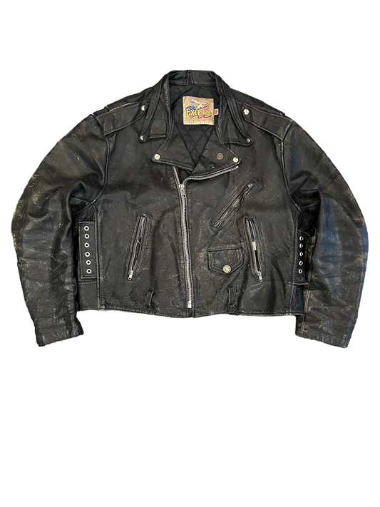 (L) Vintage excelled leather biker jacket