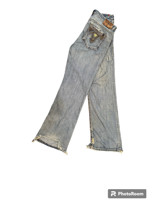 Y2k Buffalo flared light wash denim