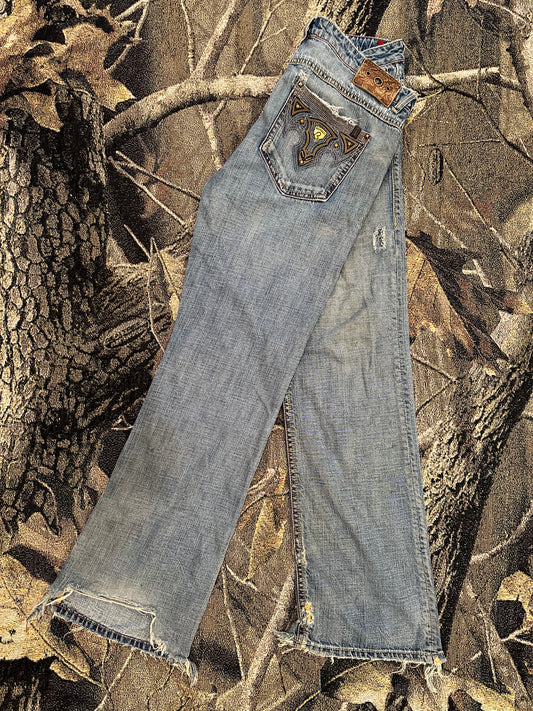 Y2k Buffalo flared light wash denim