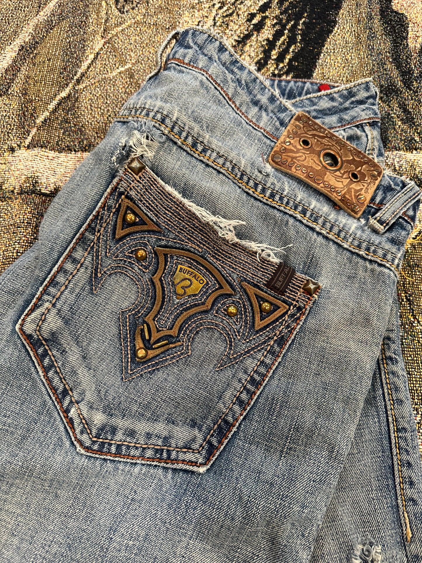 Y2k Buffalo flared light wash denim