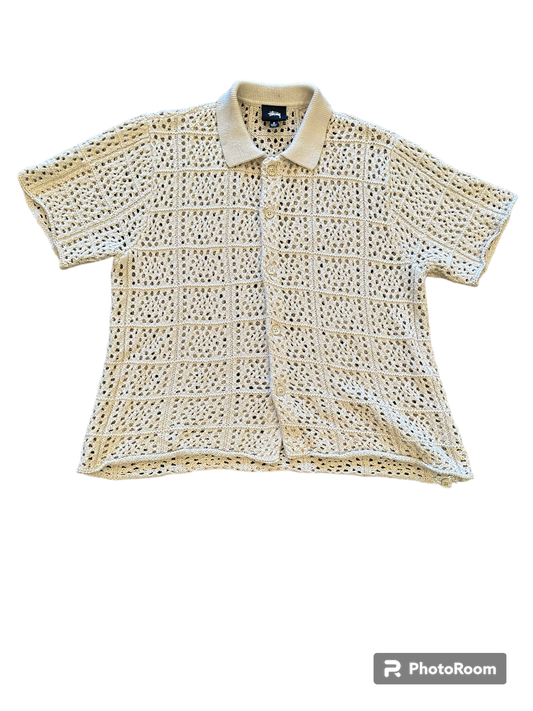 Stussy crochet button up shirt