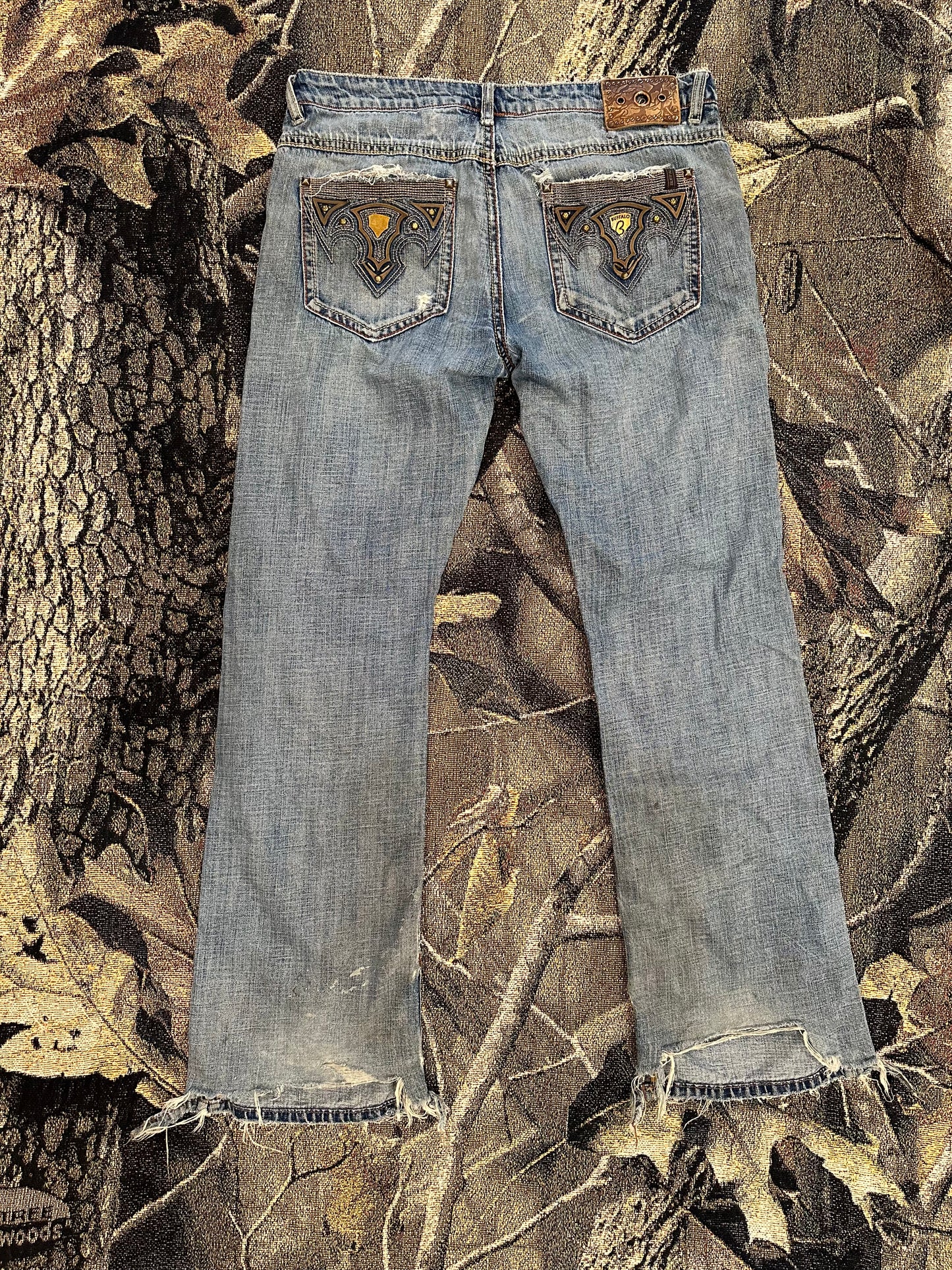 Y2k Buffalo flared light wash denim